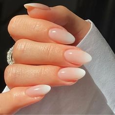 Get Salon Result With Less Time And Less Money Almond Nails Pink, White Almond Nails, Neutral Nail Designs, White Gradient, Milky Nails, Her Nails, Fake Nails With Glue, Almond Nails Designs