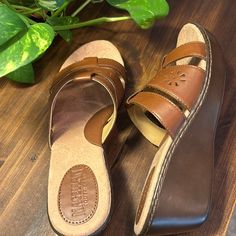 Super Cute Sandals With 2 Inch Wedge Heel. New With Box! Upper Is Leather! Size 8 B Medium Width! Will Go With Many Outfits! Magellan Hillary Footwear! Gold Nike Shoes, Pewter Shoes, Black Adidas Shoes, White Crocs, Nike Gold, Cute Sandals, Black Leather Shoes, 2 Inch Heels, Shoes Leather