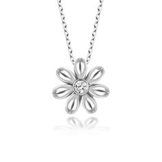 "Swarovski 925 Sterling Silver Daisy Necklace | Swarovski Stone | Groovy Flower Necklace | Minimalist Daisy Necklace 💎 925 Sterling Silver Rhodium-plated sterling silver necklace combines the precision and quality of sparkling Swarovski crystals with the necklace design for a dazzling touch on any occasion. 💎 Designed to last: Swarovski jewelry is designed to retain its shine over time when simple care practices are followed. 💎 Items delivered: 1 x Swarovski crystal sterling silver necklace f Necklace Swarovski, Daisy Necklace, Swarovski Stones, Necklace Design, Necklace Minimalist, 925 Sterling Silver Chain, Swarovski Jewelry, Gorgeous Gift, Flower Necklace