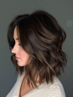 Long Bob Short In Back, Brunette Thick Hair Haircuts, Bobs For Oval Face Shape, Women S Haircut Short, Mid Bob Hairstyles, Hair Trends 2025 Haircuts Women, Shoulder Length Haircut For Round Faces, Brown Lob Hair, Coffee Brown Hair Color