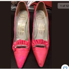 Vintage Shoes So Signs Of Wear Throughout Please See Photos Rhinestone Pumps, Charles Jourdan, Charles David, Pink Rhinestones, Vintage Shoes, Vintage Pink, Shoes Women Heels, Shoes Heels, Pumps