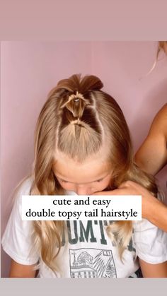 cute and easy hairstyle for school Kids Hairstyles Half Up Half Down, Hair Loop Tool Styles, Gwen Hairstyle, Half Up Half Down Hairstyles For Kids, Topsy Turvy Hairstyles, Topsy Tail Hairstyles For Kids, Hair Loop Tool Tutorial, Halfway Up Hairstyles, Hair Dos For Kids