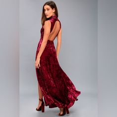 In The Louvre Burgundy Velvet Backless Maxi Dress. Size Xl. Never Worn. Nwt The Perfect Wedding Guest Gown For A Formal Fall Or Winter Wedding. Stunning Color And Texture. Womens Velvet Dresses, Wedding Guest Gowns, White Lace Maxi Dress, Velvet Party Dress, White Lace Maxi, Full Maxi Skirt, Backless Maxi Dress, Latest Fashion Dresses, Velvet Maxi