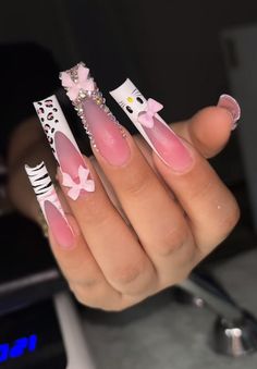 Business Nails, Girly Acrylic, Colored Acrylic, Nails Design With Rhinestones, Colored Acrylic Nails, Short Acrylic, Long Square Acrylic Nails