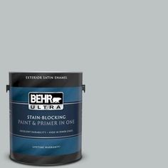 a pink paint can with the words behr premium plus ultra in black on it