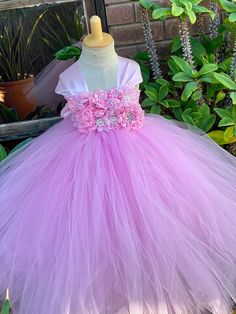 Pink Flower Girl Tutu Dress with big Wide Straps - Pink tutu Dress - handmade yellow tutu dress Baby Tutu