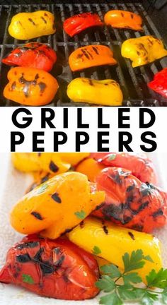 grilled peppers on the grill with text overlay