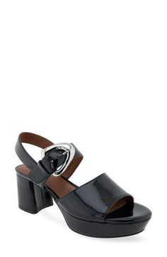 A gleaming buckle and slingback strap secure a versatile sandal lifted by a wrapped platform and chunky block heel. Synthetic or leather upper/synthetic lining/rubber sole Imported Chunky Block Heels, Sandal Women, Chunky Heel, Chunky Heels, Platform Sandals, Block Heels, Ankle Strap, Rubber Sole, Womens Sandals