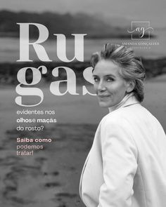 a magazine cover with a woman standing in front of the water and text that reads rugas