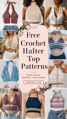 the free crochet halter top pattern is available for all sizes and colors