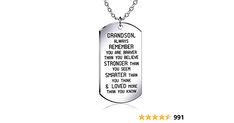 a dog tag necklace with the words grandson on it and an inscription that reads, you are