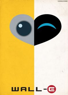 an image of a poster with the word wall e on it's front and side