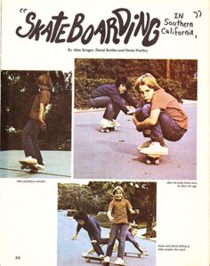 an advertisement for skateboarding in southern california, with pictures of people on their skateboards