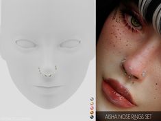 two different images of the same woman's face with piercings on her nose