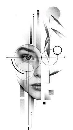 a woman's face with lines and circles around it