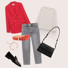 Create Capsule Wardrobe, Saturday Outfit, Blazer Outfits Casual, Jacket Outfit Women, Look Office, Winter Fashion Outfits Casual, Wardrobe Outfits, Red Blazer