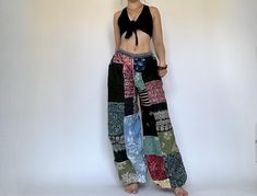 These Leah pants are perfect for a comfortable and stylish night's sleep. Made with a drawstring waist and unique patchwork design, each pair is one-of-a-kind. Enjoy a cozy fit and individuality with every purchase. Measurements:  waist: 24-43' Materials: Cotton Cozy Fits, Patchwork Designs, Yoga Pants, Trousers Women, Capri, Pajama Pants, Capri Pants, Pants For Women, Trousers