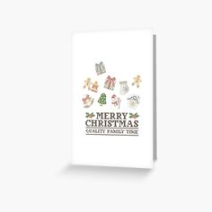 merry christmas greeting card with holiday icons