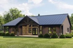 this is a computer rendering of a house in the country style with a metal roof