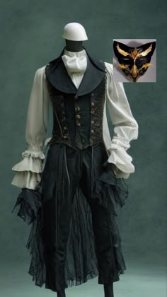 Puppeteer Outfit Male, Nonbinary Royal Outfit, Medieval Ball Outfit Male, Male Fansty Outfits, Steampunk Fashion Masc, Masculine Victorian Goth Outfits, Fancy Male Clothes, Victorian Prince Outfit