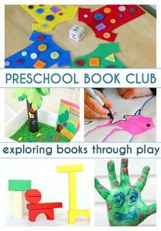 children's handprinted books with the words preschool book club