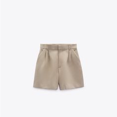 Brand New Classic Shorts For Summer Day Out, Chic Beige Bermuda Shorts, Chic Beige Shorts, Chic Beige Shorts For Spring, Elegant Zara Shorts For Spring, Chic Beige Shorts With Short Inseam, Chic Zara High-waisted Shorts, Fitted Beige Zara Shorts, Zara Beige Shorts For Summer