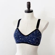 organic cotton padded bra | Made in Canada bras | Plus size bra | navy blue organic bra Cotton Fitted Bra With Removable Pads, Fitted Cotton Bra With Medium Bust Support, Fitted Cotton Sports Bra With Adjustable Straps, Cotton Bra With Medium Bust Support And Full Coverage, Cotton Full Coverage Bra With Medium Bust Support, Fitted Cotton Bra With Padded Cups, Night Sky Constellations, Canada Women, Cotton Bra