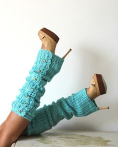 Leg Warmers in Aqua Crochet Leg Warmers, Leg Warmer, Boot Cuffs, Boot Socks, Tiffany Blue, Sweater Sleeves, Leg Warmers, Clothes And Shoes, Passion For Fashion