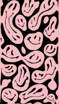 a pink and black square with swirls on it