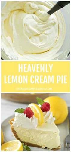 the lemon cream pie is ready to be eaten