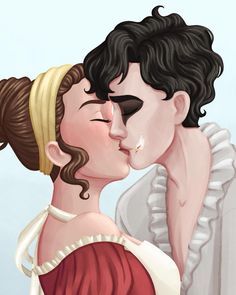 an illustration of two people kissing each other