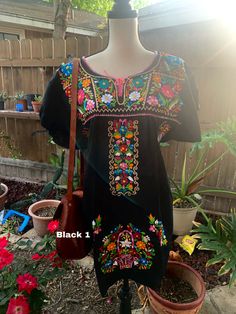 "Blouse STYLE DETAILS Overview * soft cotton fabric * round-neck * hand embroidered design * short sleeves * mid thigh Fit & sizing Red: 37\" Bust (all around) 33\" Long Beige: 38\" Bust (all around) 33\" Long Black 1: 38\" Bust (all around) 33\" Long Black 2: 38\" Bust (all around) 33\" Long Magenta: 34\" Bust (all around) 29\" Long Green: 38\" Bust (all around) 33\" Long Purple: 37\" Bust (all around) 33\" Long Hot Pink: 36\" Bust (all around) 28\" Long Yellow: 39\" Bust (all around) 33\" Summer Embroidered Dress With Short Sleeves, Summer Short Sleeve Embroidered Dress, Fitted Short Sleeve Embroidered Top, Fitted Short Sleeve Top With Embroidered Hem, Casual Short Sleeve Blouse With Intricate Embroidery, Fitted Short Sleeve Blouse With Embroidered Hem, Short Sleeve Cotton Dresses For Festivals, Cotton Short Sleeve Dresses For Festivals, Cotton Dresses For Festivals With Short Sleeves