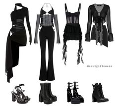 Enhypen Dark Blood Outfit Inspired, Best Kpop Stage Outfits, Black Performance Outfit, Kpop Outfits Inspiration Stage, Concert Performance Outfits, Blackpink Stage Outfits, Blackpink Inspired Outfits, Kpop Fashion Outfits Stage, Concert Outfit Fall