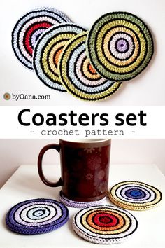 Free crochet pattern for making coasters. The pattern contains details and step by step photos on how to complete each row.