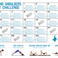 a calendar with the top ten exercises for beginners