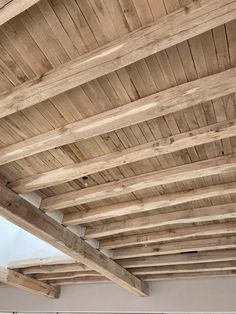 the ceiling is made from wood planks