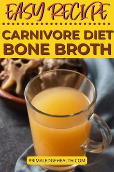 the easy recipe for carnivore diet bone broth is shown in this image