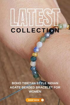 Our Tiny Indian Agate Beaded Bracelet is a must-have accessory for any boho-chic outfit. Indian Agate, Crystals Jewelry, Boho Chic Outfits, Natural Stone Bracelets, Stackable Bracelets, Jewelry Boho