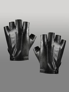 Black  Collar  PU Leather Plain Fingerless Gloves Embellished   Women Accessories Edgy Gloves, Fingerless Leather Gloves Woman, Gloves Black, Black Gloves Fingerless, Fingerless Gloves Aesthetic, Fingerless Leather Gloves, Black Fingerless Gloves, Gloves Aesthetic, Leather Fingerless Gloves