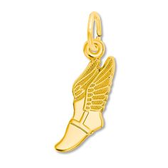 Symbol of Hermes, the messenger of the gods, this winged shoe charm is styled in 14K yellow gold. The charm is from the Rembrandt Charms® Collection. Hermes Charm, Jewelry Questions, Jewelry Education, Jewelry Advice, Jewelry Charms Pendants, Wing Shoes, Hermes Shoes, The Messenger, Kay Jewelers