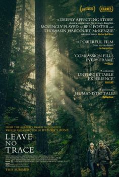 the poster for leave in trace, starring two people walking through a forest with sunbeams