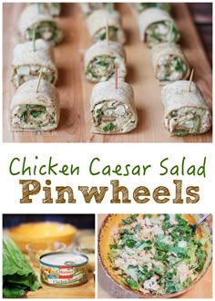 chicken caesar salad pinwheels with spinach and cheese