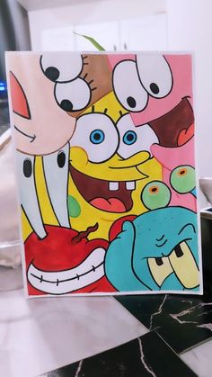 a card with an image of cartoon characters on it