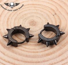 1 pair Stainless steel titanium Environnemental: lead & nickel free, ''100% allergy free'' Black Spiked Jewelry As Gift, Black Spiked Jewelry For Gifts, Black Spiked Jewelry Gift, Adjustable Hypoallergenic Punk Jewelry, Hedgehog Earrings, Allergy Free, Allergies, Rings For Men, Silver Rings