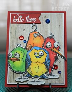 a card with three birds on it