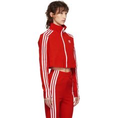 Red Adidas Crop Jacket Set. Size Medium In Top And Bottom. Great Condition Red Adidas Jacket, Jacket And Pants Set, Adidas Crop, Tracksuit Tops, Adidas Originals Women, Red Adidas, Adidas Tops, Track Jacket, Crop Jacket