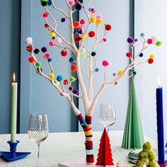 a white table topped with lots of colorful decorations