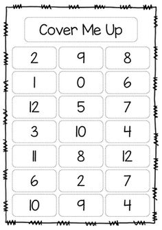 a printable cover me up sheet with numbers