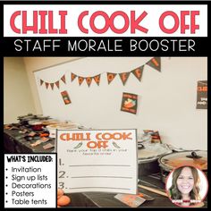 an advertisement for chili cook off with a woman's name on the front page