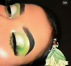 Princess And The Frog Makeup Ideas, Princess Tiana Makeup Look, Tiana Makeup Look, Princess And The Frog Sweet 16 Dress, Princess And The Frog Makeup, Princess Tiana Makeup, Princess Tiana Sweet 16 Ideas, Tiana Quince